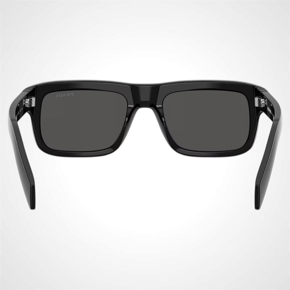 New PRADA Sunglasses Black Rectangle Square Grey Lens Men's 54mm - Picture 5 of 6